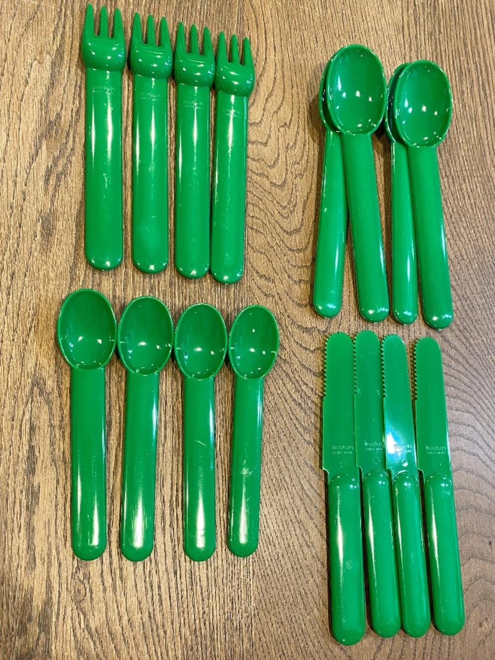 Bodum 1980s / 90s modernist picnic flatware-Green